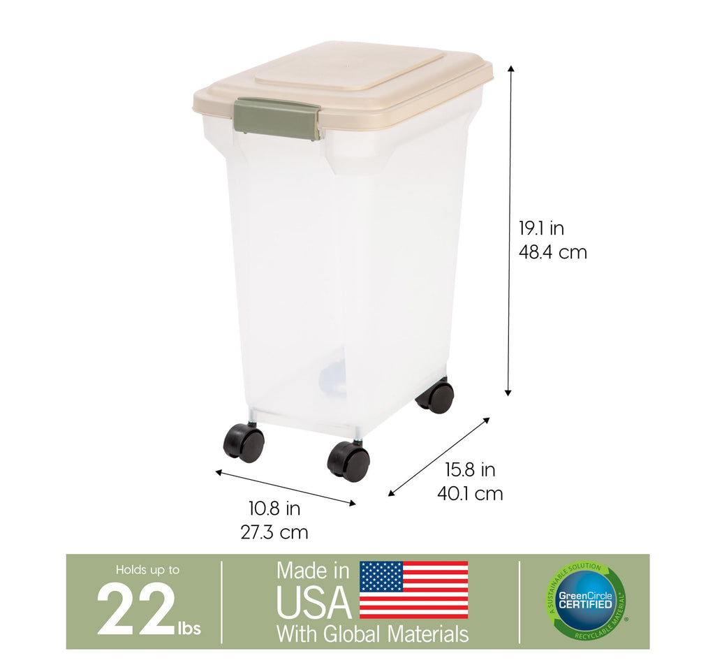 IRIS USA Dog Food Storage Container, Up to 13 lbs, Dark Gray, Made in USA | Includes 2-Cup Scoop, Airtight Seal, BPA-Free, Bird Seed, Cat food, Treats, Keeps Kibble Fresh, Pellets