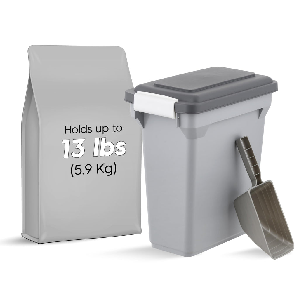 IRIS USA Dog Food Storage Container, Up to 13 lbs, Dark Gray, Made in USA | Includes 2-Cup Scoop, Airtight Seal, BPA-Free, Bird Seed, Cat food, Treats, Keeps Kibble Fresh, Pellets