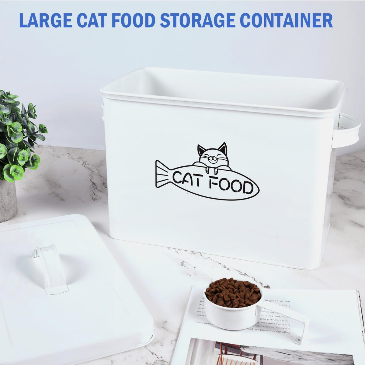 Vumdua Large Dog and Cat Food Storage Container, Farmhouse Pet Food Storage Containers with Lid and Dry Food Scoop, Durable Airtight Cat Container 12-13 lbs Capacity, Great Gift for Pet Owners