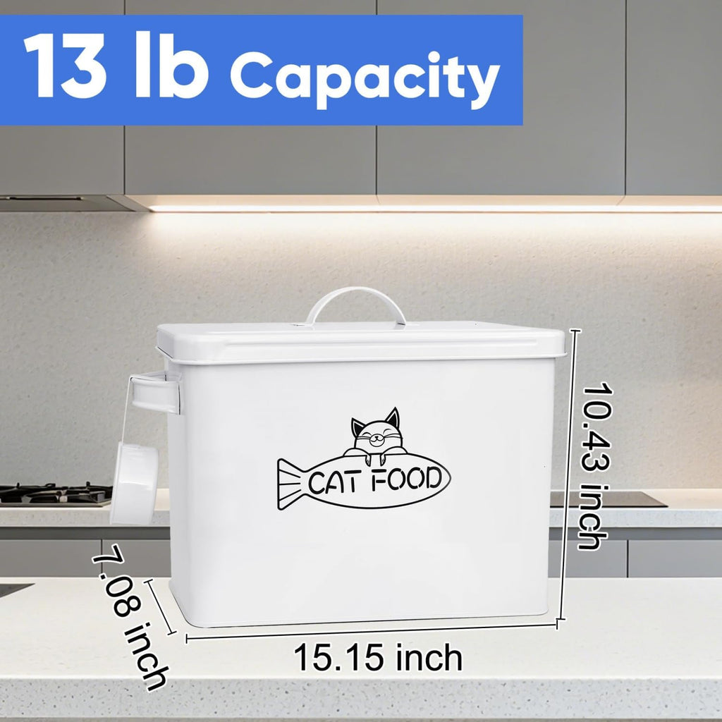 Vumdua Large Dog and Cat Food Storage Container, Farmhouse Pet Food Storage Containers with Lid and Dry Food Scoop, Durable Airtight Cat Container 12-13 lbs Capacity, Great Gift for Pet Owners
