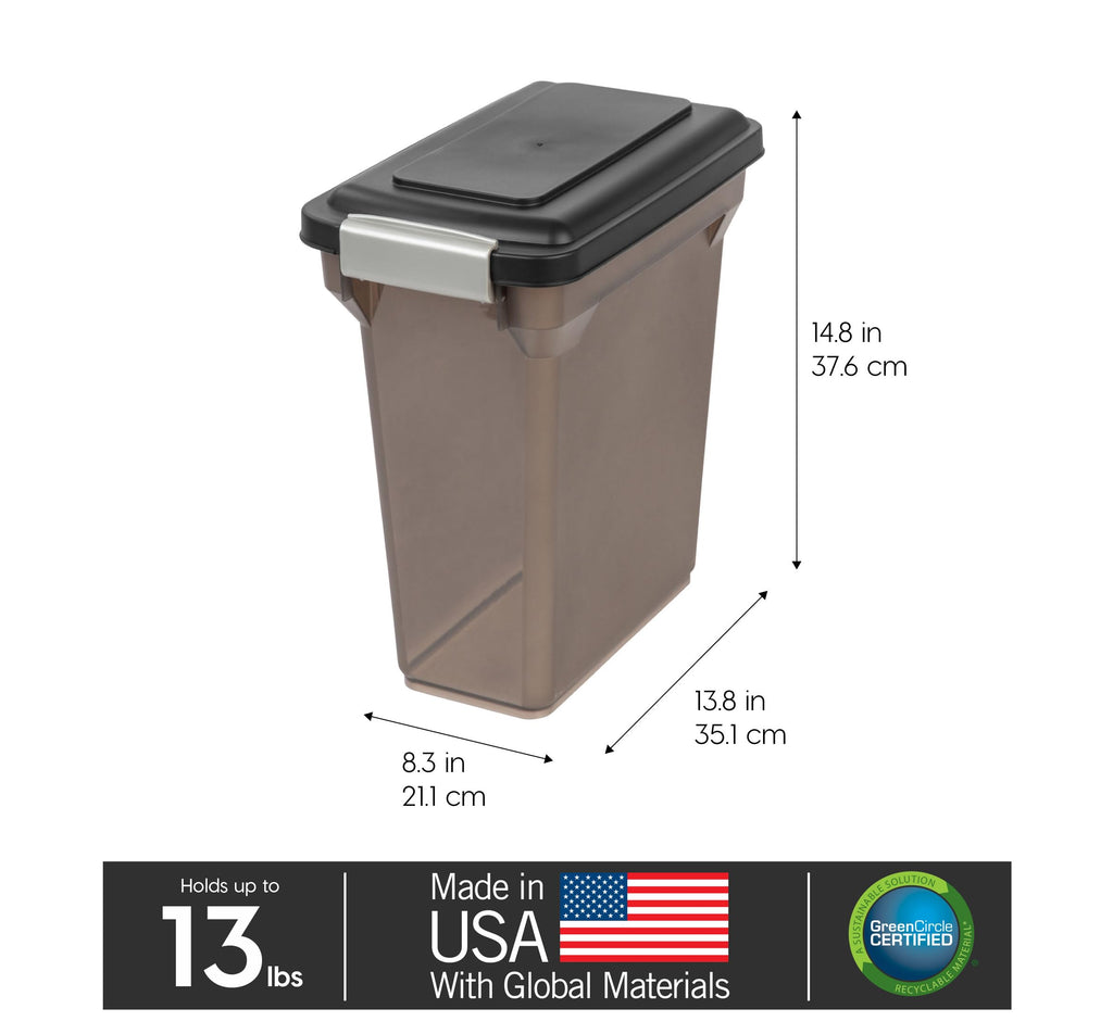 IRIS USA Dog Food Storage Container, Up to 13 lbs, Dark Gray, Made in USA | Includes 2-Cup Scoop, Airtight Seal, BPA-Free, Bird Seed, Cat food, Treats, Keeps Kibble Fresh, Pellets