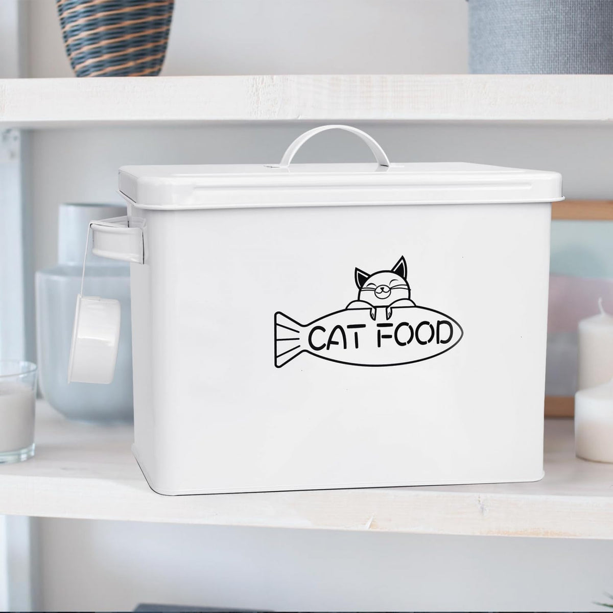 Vumdua Large Dog and Cat Food Storage Container, Farmhouse Pet Food Storage Containers with Lid and Dry Food Scoop, Durable Airtight Cat Container 12-13 lbs Capacity, Great Gift for Pet Owners
