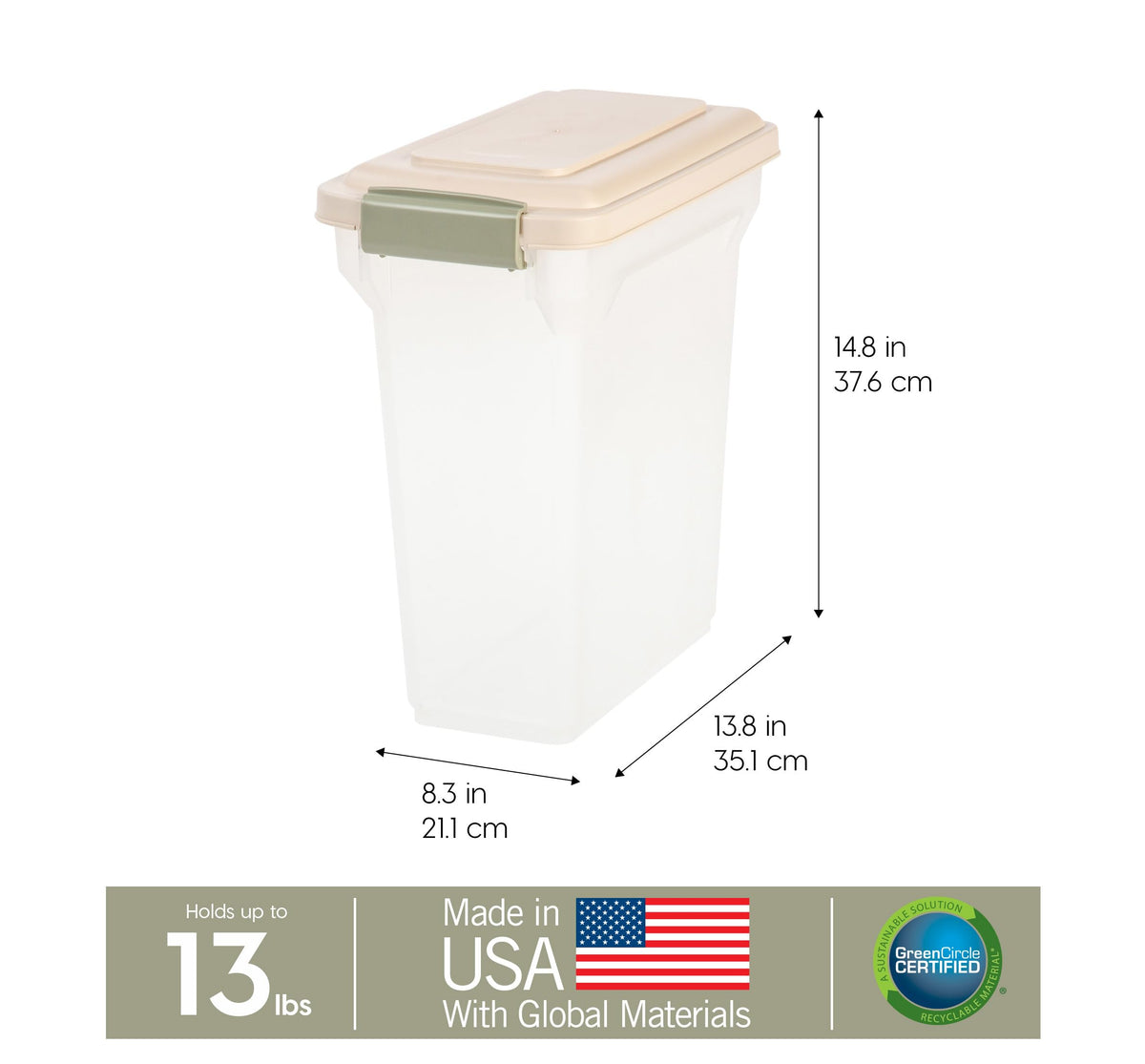 IRIS USA Dog Food Storage Container, Up to 13 lbs, Dark Gray, Made in USA | Includes 2-Cup Scoop, Airtight Seal, BPA-Free, Bird Seed, Cat food, Treats, Keeps Kibble Fresh, Pellets