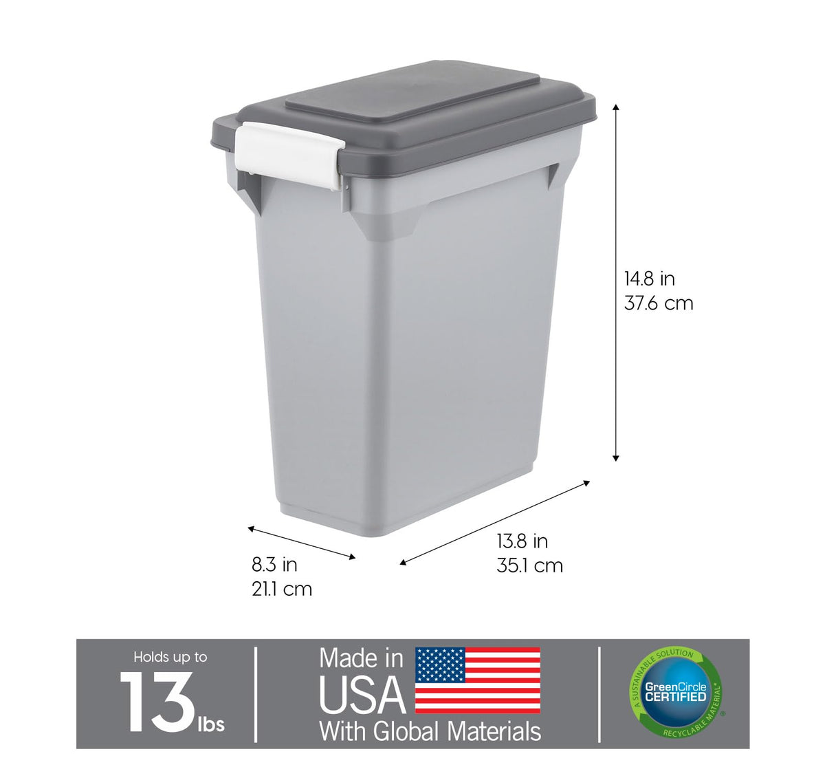 IRIS USA Dog Food Storage Container, Up to 13 lbs, Dark Gray, Made in USA | Includes 2-Cup Scoop, Airtight Seal, BPA-Free, Bird Seed, Cat food, Treats, Keeps Kibble Fresh, Pellets
