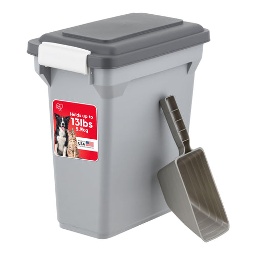IRIS USA Dog Food Storage Container, Up to 13 lbs, Dark Gray, Made in USA | Includes 2-Cup Scoop, Airtight Seal, BPA-Free, Bird Seed, Cat food, Treats, Keeps Kibble Fresh, Pellets