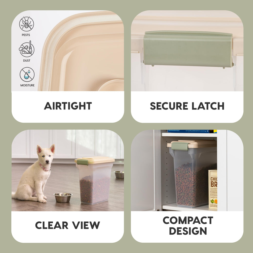 IRIS USA Dog Food Storage Container, Up to 13 lbs, Dark Gray, Made in USA | Includes 2-Cup Scoop, Airtight Seal, BPA-Free, Bird Seed, Cat food, Treats, Keeps Kibble Fresh, Pellets