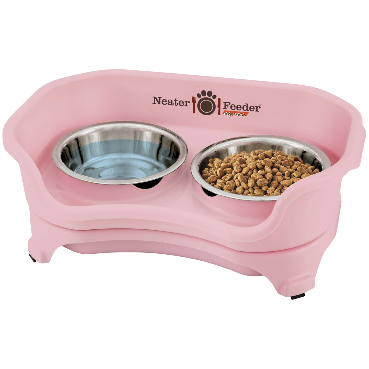 Neater Feeder Express Mess Proof Dog Bowls Elevated for Small Breeds Under 15 Lb, Made in USA, No Spill Raised Dog Food Bowl Stand, Stainless Steel Food and Water Bowl Set, Feeding Station, Grey