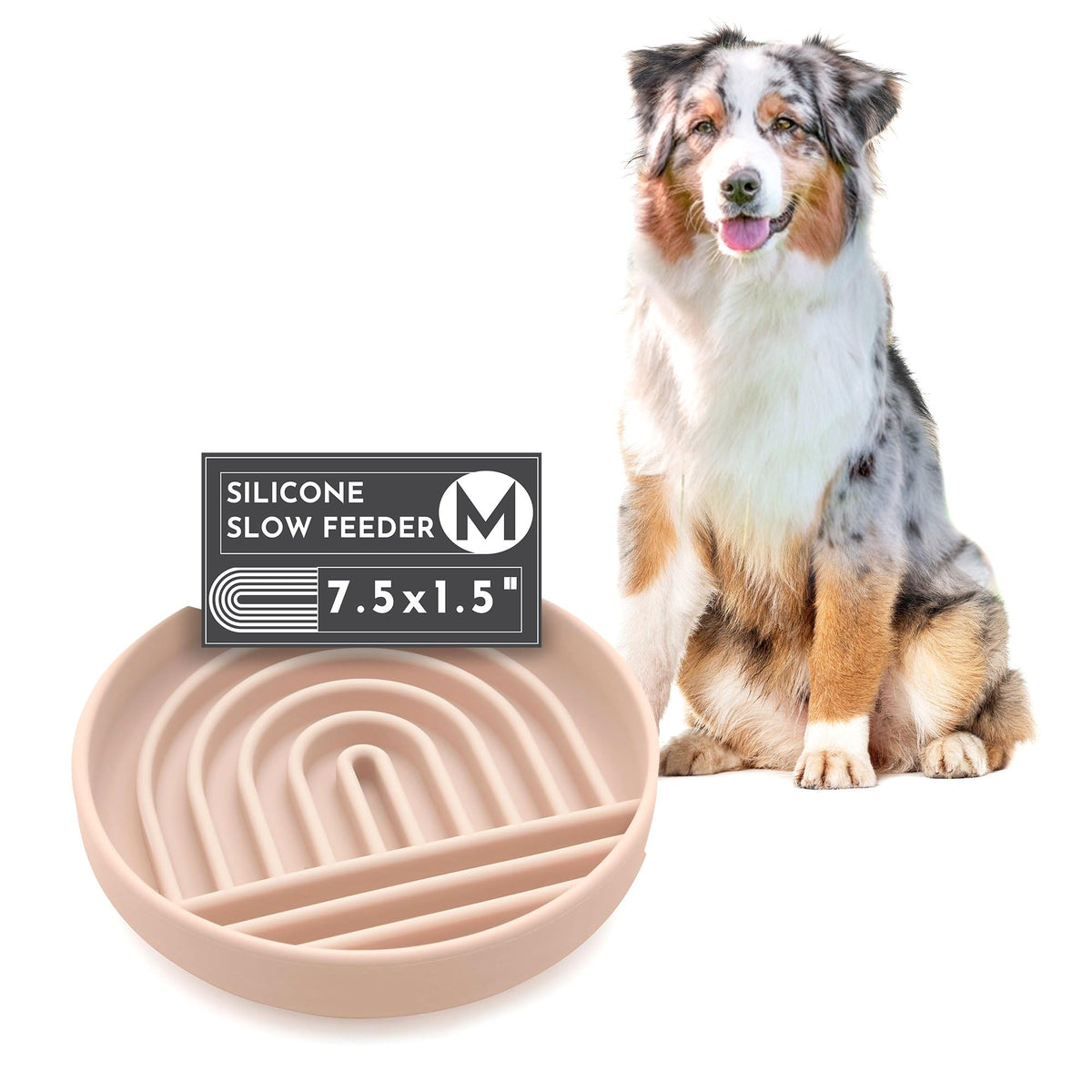 Slow Feeder Dog Bowls - Small Size Silicone Slow Eating Dog Bowl for Puppies & Dogs with Suction Cup -Dishwasher-Safe, Lick Mat Design, Reduces Gulping, for All Breeds, 6”x1.25”- Sage