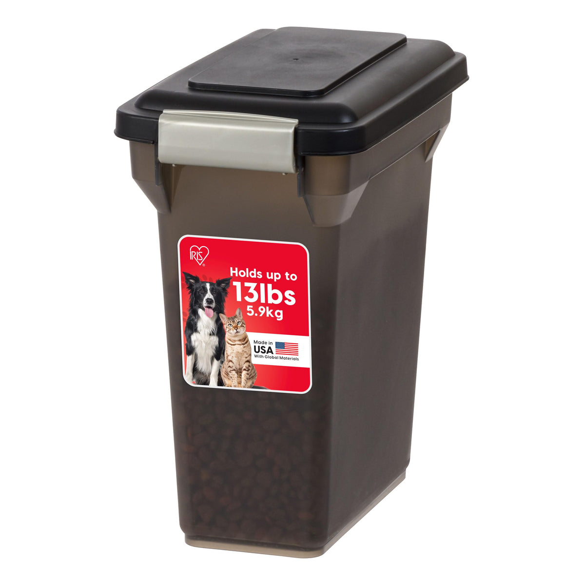 IRIS USA Dog Food Storage Container, Up to 13 lbs, Dark Gray, Made in USA | Includes 2-Cup Scoop, Airtight Seal, BPA-Free, Bird Seed, Cat food, Treats, Keeps Kibble Fresh, Pellets