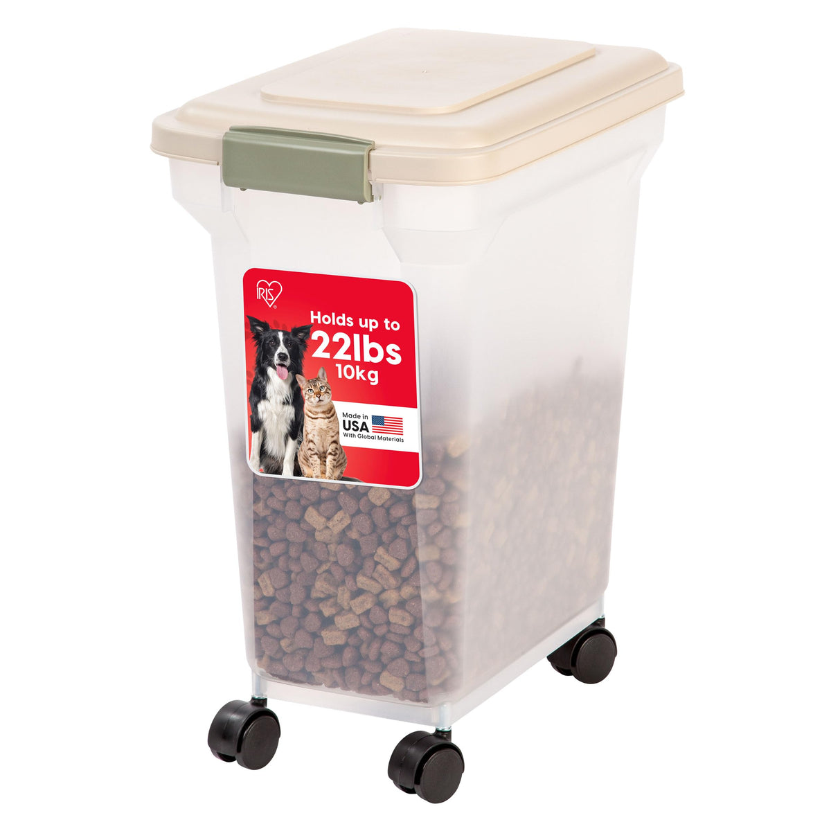 IRIS USA Dog Food Storage Container, Up to 13 lbs, Dark Gray, Made in USA | Includes 2-Cup Scoop, Airtight Seal, BPA-Free, Bird Seed, Cat food, Treats, Keeps Kibble Fresh, Pellets