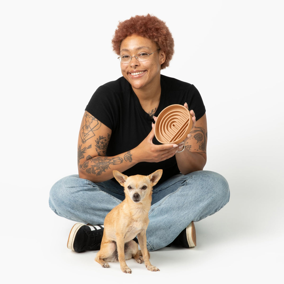 Slow Feeder Dog Bowls - Small Size Silicone Slow Eating Dog Bowl for Puppies & Dogs with Suction Cup -Dishwasher-Safe, Lick Mat Design, Reduces Gulping, for All Breeds, 6”x1.25”- Sage