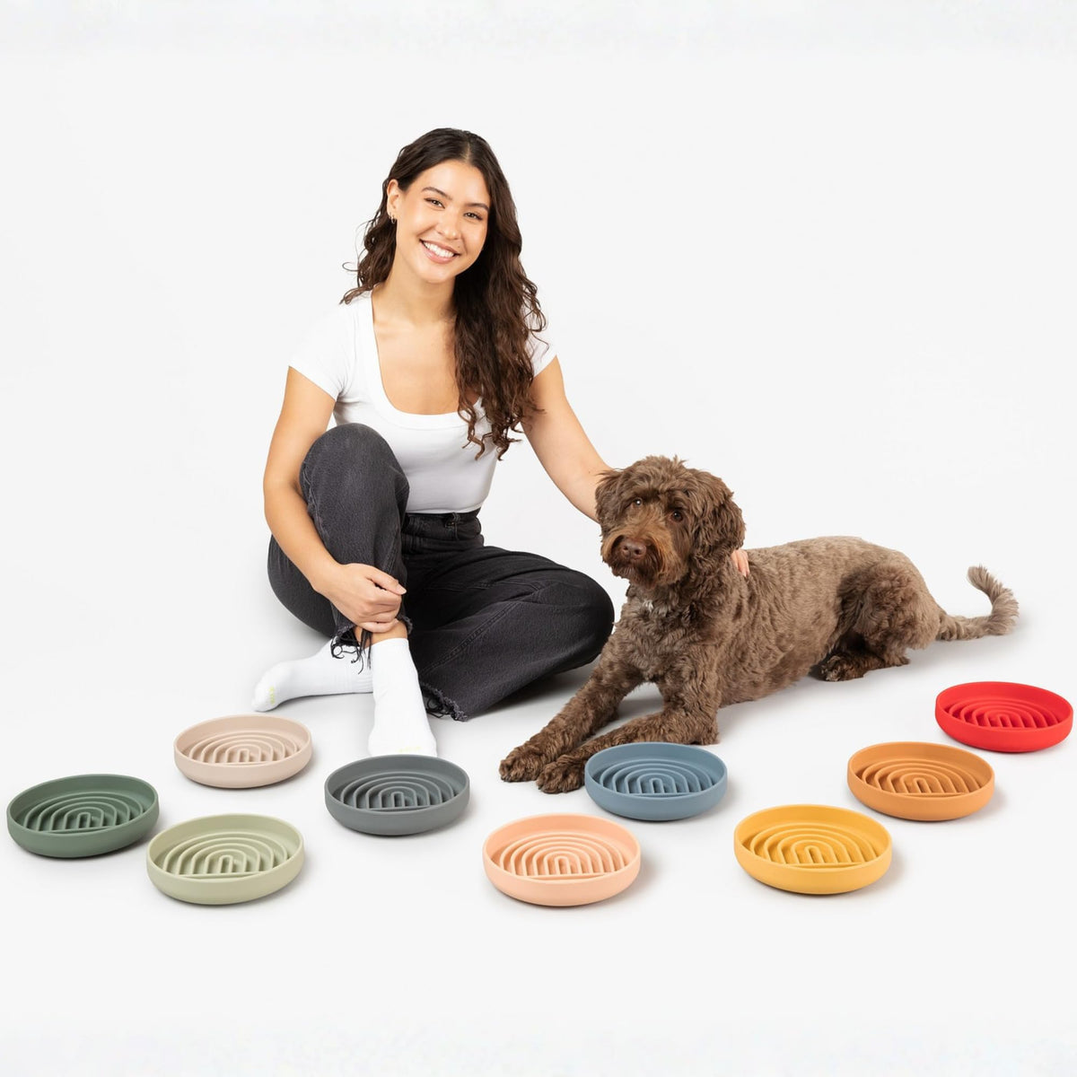 Slow Feeder Dog Bowls - Small Size Silicone Slow Eating Dog Bowl for Puppies & Dogs with Suction Cup -Dishwasher-Safe, Lick Mat Design, Reduces Gulping, for All Breeds, 6”x1.25”- Sage