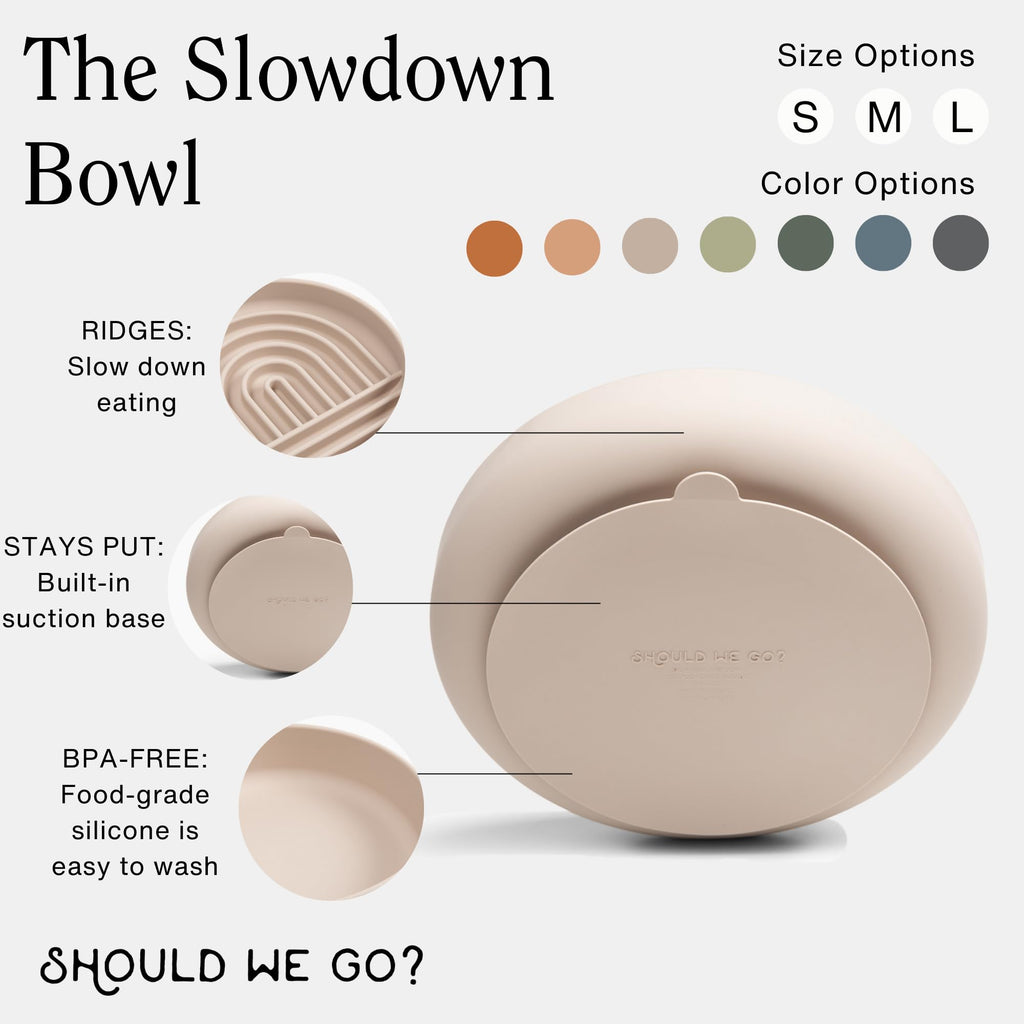 Slow Feeder Dog Bowls - Small Size Silicone Slow Eating Dog Bowl for Puppies & Dogs with Suction Cup -Dishwasher-Safe, Lick Mat Design, Reduces Gulping, for All Breeds, 6”x1.25”- Sage