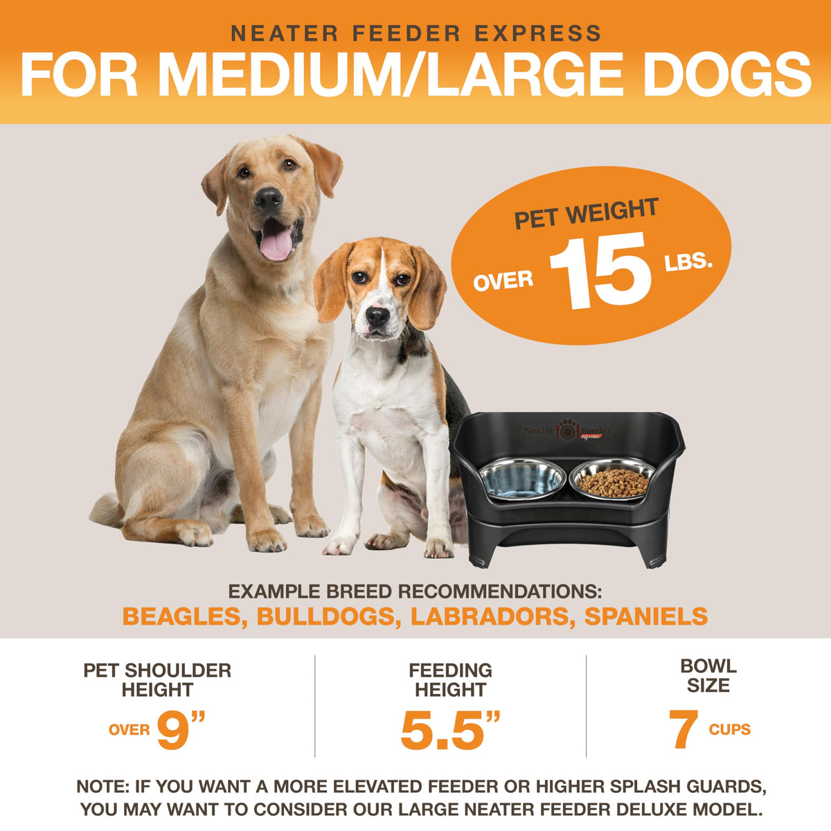 Neater Feeder Express Mess Proof Dog Bowls Elevated for Small Breeds Under 15 Lb, Made in USA, No Spill Raised Dog Food Bowl Stand, Stainless Steel Food and Water Bowl Set, Feeding Station, Grey