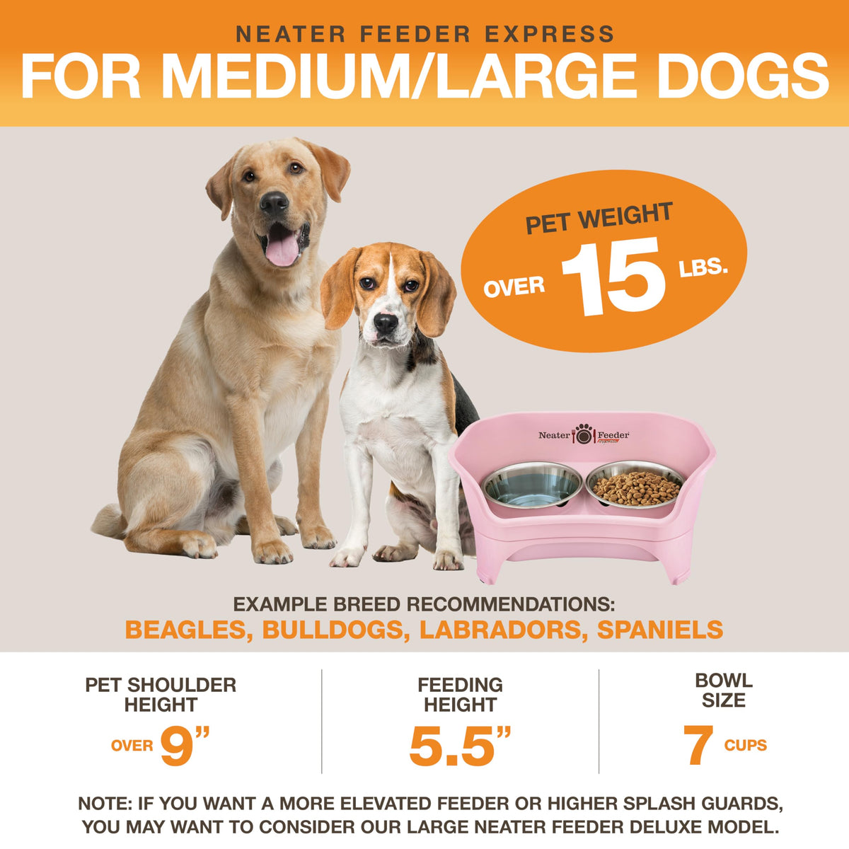Neater Feeder Express Mess Proof Dog Bowls Elevated for Small Breeds Under 15 Lb, Made in USA, No Spill Raised Dog Food Bowl Stand, Stainless Steel Food and Water Bowl Set, Feeding Station, Grey